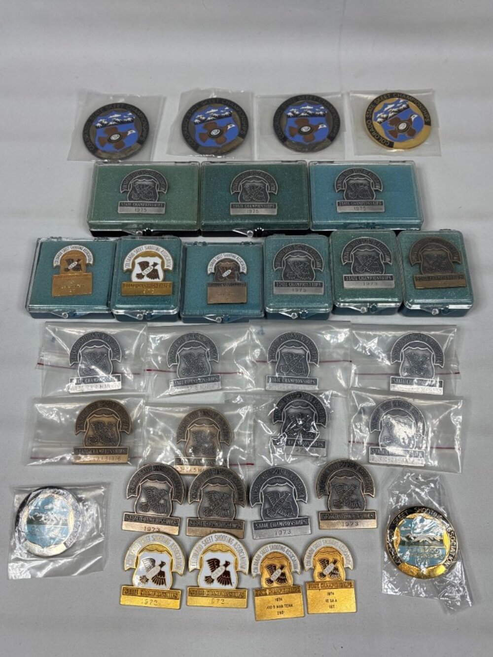Lot of 35 VTG Colorado State Skeet Shooting Association CSSA Pin Medal 1978-2001